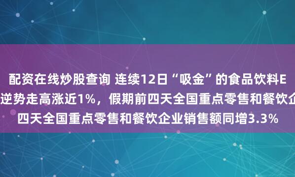 配资在线炒股查询 连续12日“吸金”的食品饮料ETF天弘（159736）逆势走高涨近1%，假期前四天全国重点零售和餐饮企业销售额同增3.3%