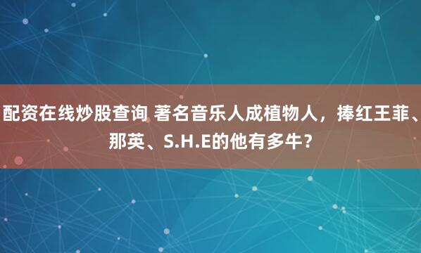 配资在线炒股查询 著名音乐人成植物人，捧红王菲、那英、S.H.E的他有多牛？